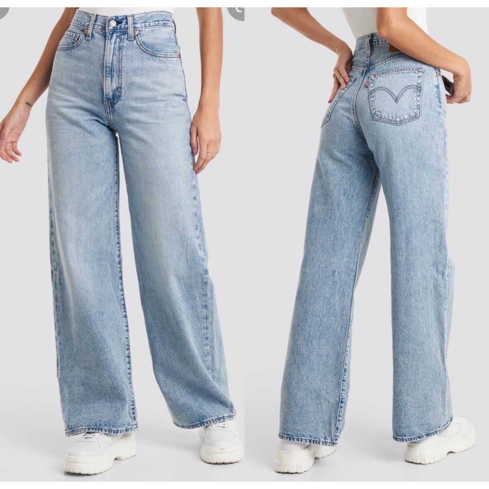 NWT Levi’s Jeans Ribcage Wide Leg Blue Charlie Boy High Rise Denim Women sz 26